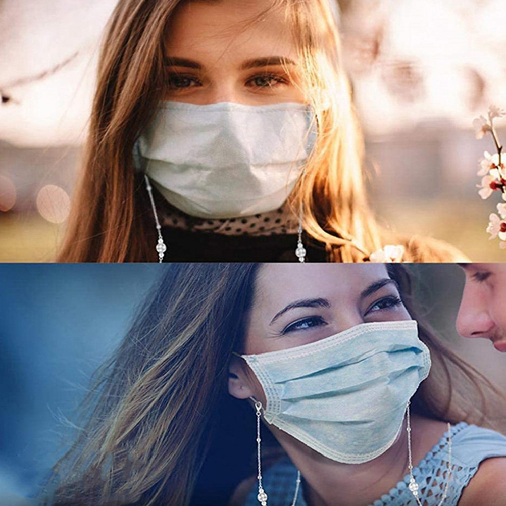 Mask Chain Holder - Met parels versierde, vergulde brillenkoord –